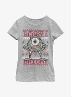 Disney Pixar Monsters, Inc. Mike Holiday Pattern Youth Girls T-Shirt
