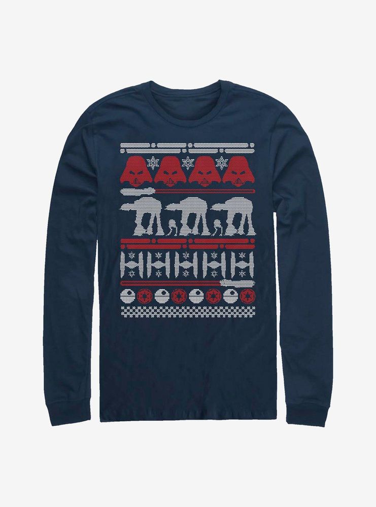 Star Wars Christmas Sweater Pattern Long-Sleeve T-Shirt