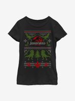 Jurassic World Christmas Sweater Pattern Youth Girls T-Shirt