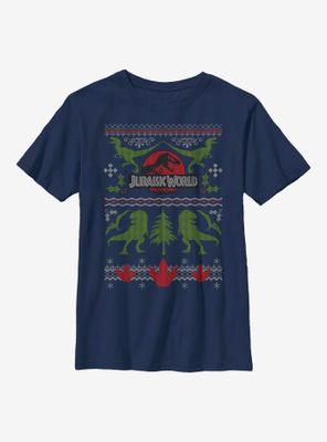 Jurassic World Christmas Sweater Pattern Youth T-Shirt