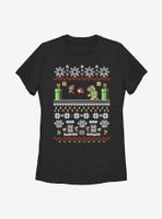 Super Mario Bit Christmas Stack Womens T-Shirt