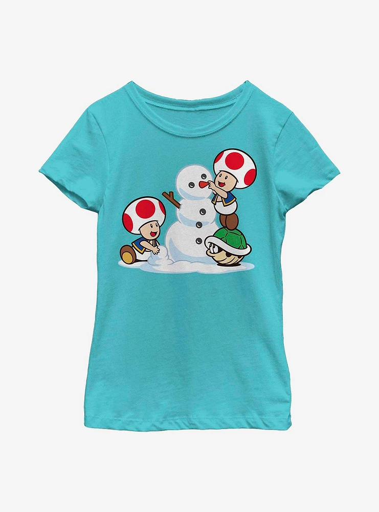Super Mario Frosty Toad Christmas Youth Girls T-Shirt