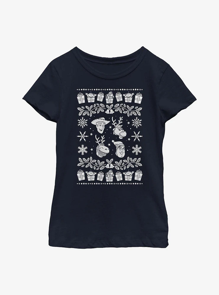 Disney Pixar Toy Story Christmas Pattern Youth Girls T-Shirt