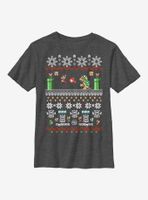 Super Mario Bit Christmas Stack Youth T-Shirt