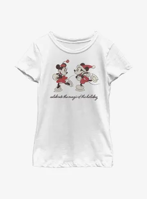 Disney Mickey Mouse Vintage Holiday Skaters Youth Girls T-Shirt