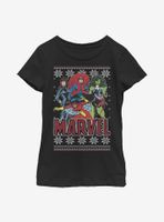 Marvel Heroines Christmas Pattern Youth Girls T-Shirt