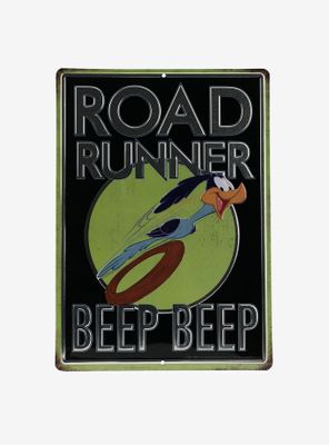 Looney Tunes Road Runner Black Embossed Tin Sign