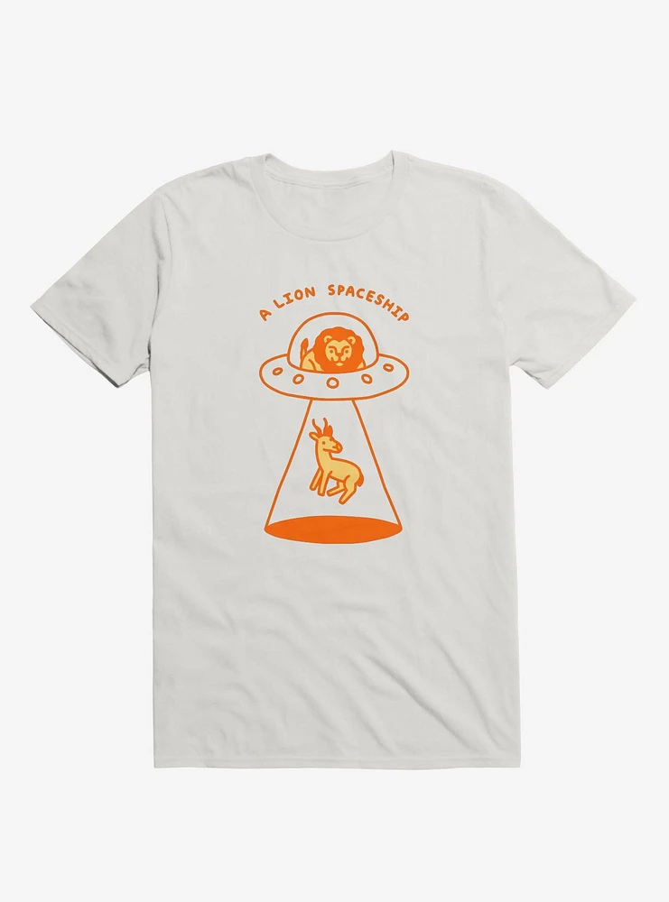 A Lion Spaceship White T-Shirt