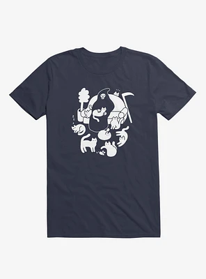 9 Lives Cat Reaper Navy Blue T-Shirt