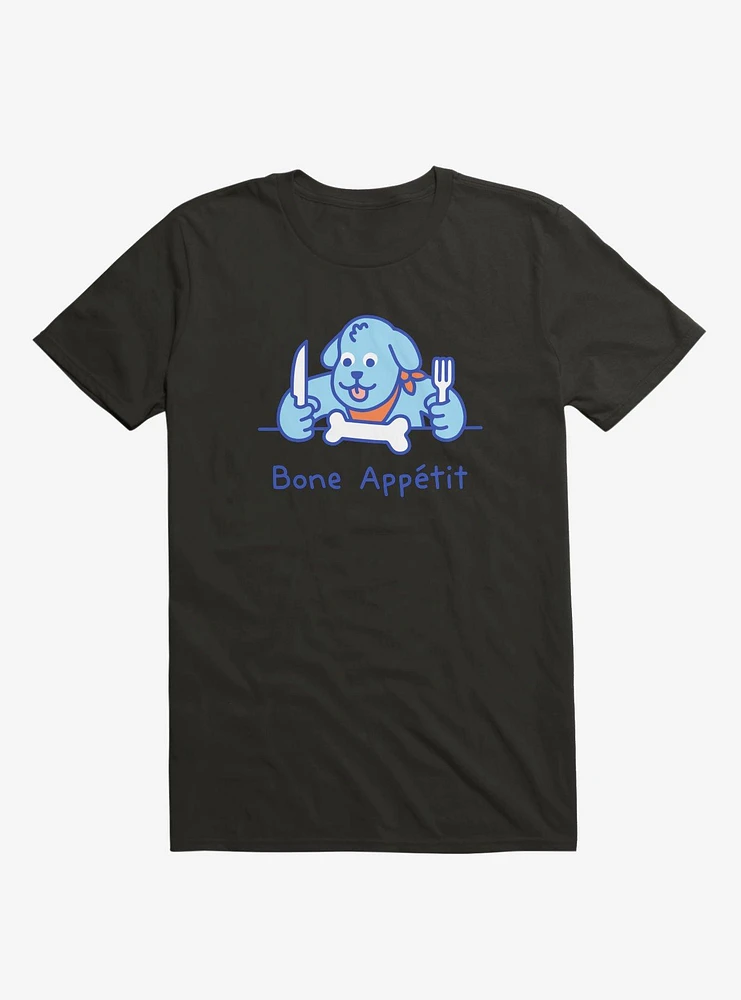 Bone Appetit Dog Black T-Shirt