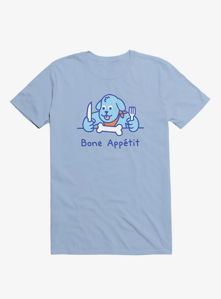 Bone Appetit Dog Light Blue T-Shirt