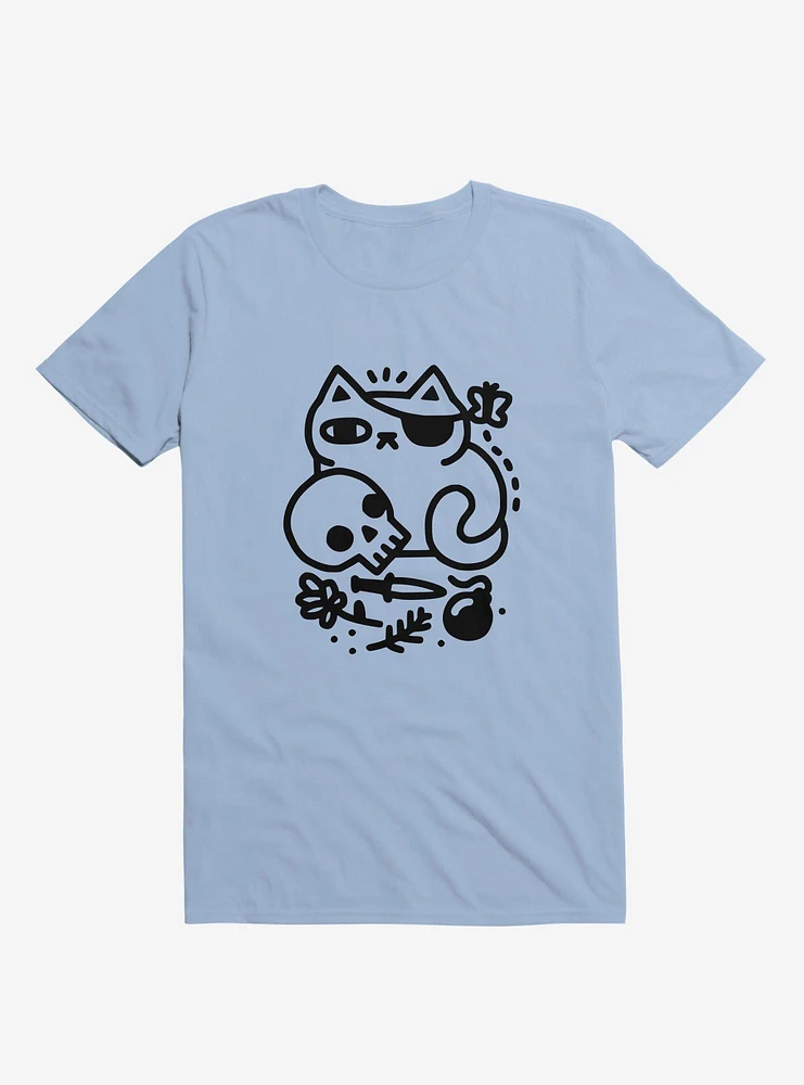 Badass Cat Light Blue T-Shirt