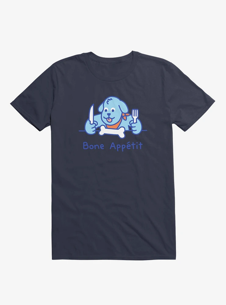 Bone Appetit Dog Navy Blue T-Shirt