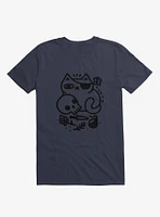 Badass Cat Navy Blue T-Shirt