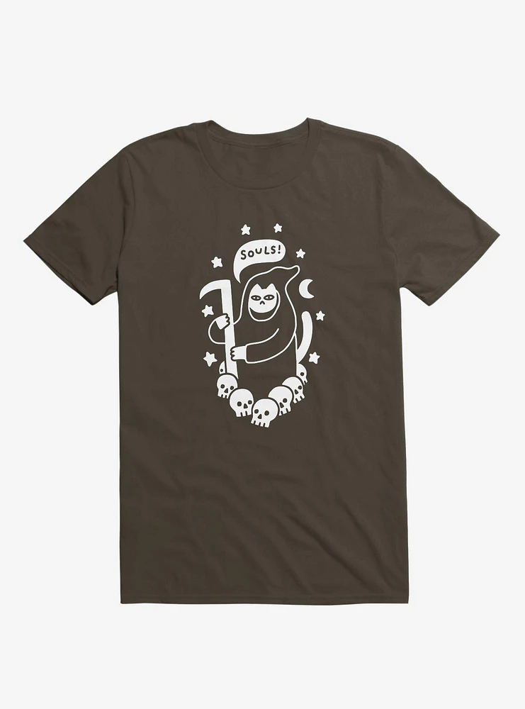 Cat Searching For Souls Reaper Brown T-Shirt