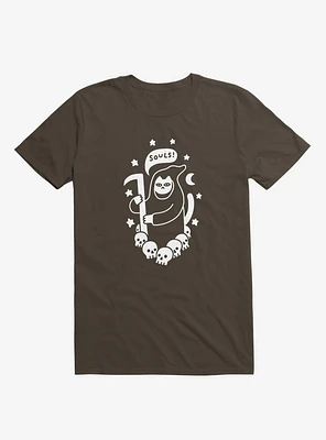 Cat Searching For Souls Reaper Brown T-Shirt