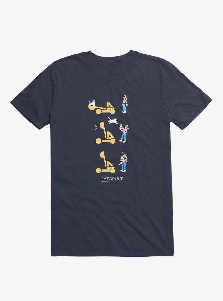 Catapult Cat Navy Blue T-Shirt