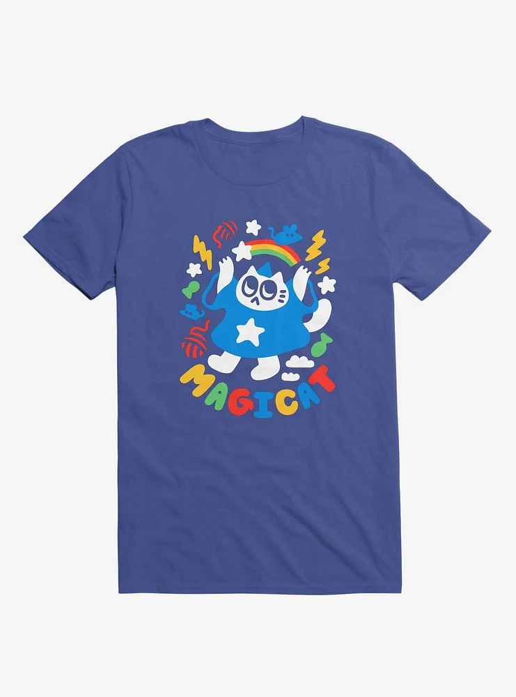 Colorful Magicat Cat Royal Blue T-Shirt