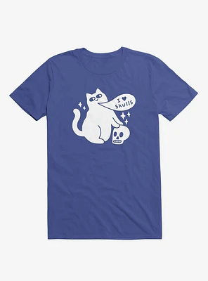 I Love Skulls Cat Royal Blue T-Shirt