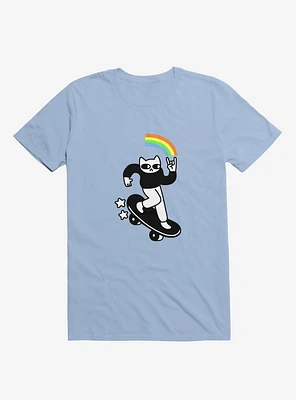 Skater Cat Light Blue T-Shirt