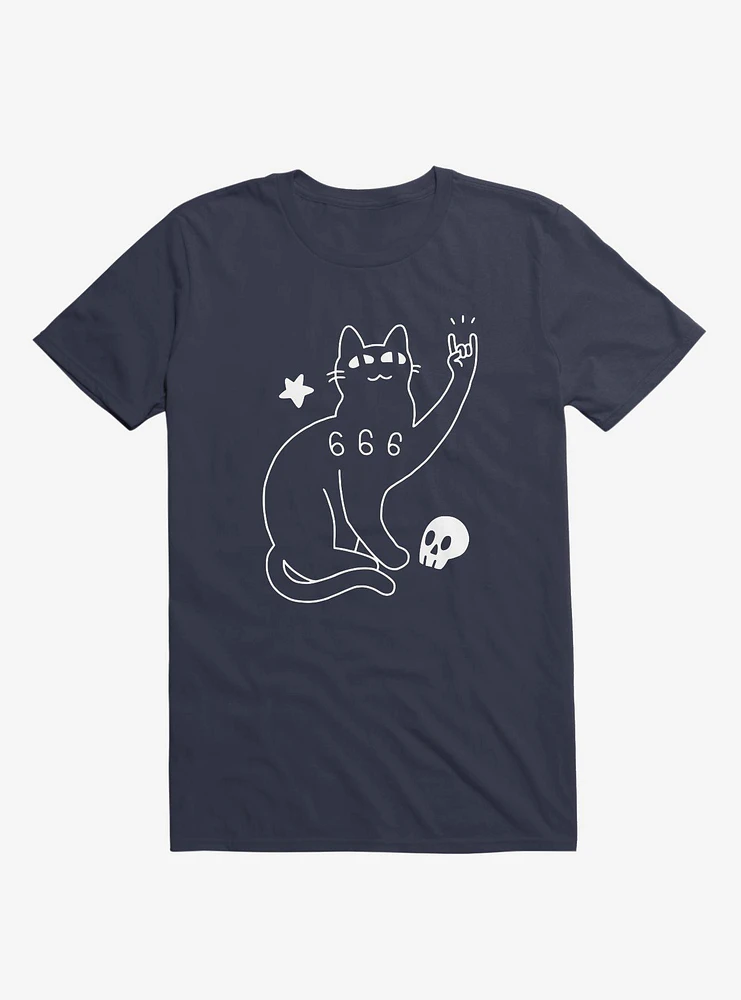 Metal Cat Navy Blue T-Shirt