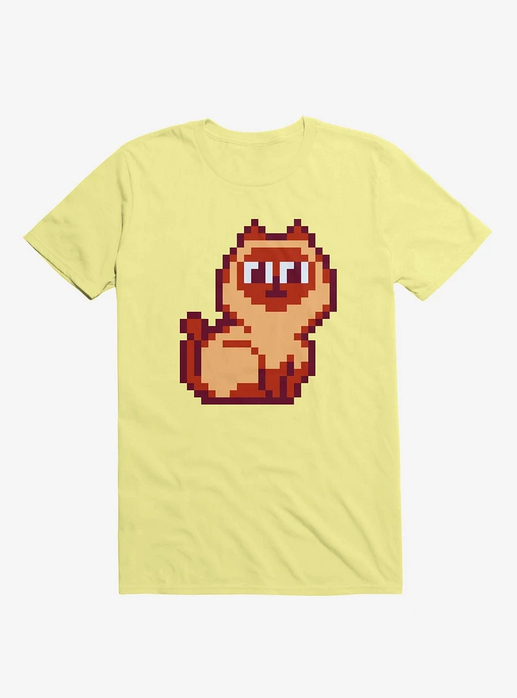 Siamese Cat Pixel Art Yellow T-Shirt