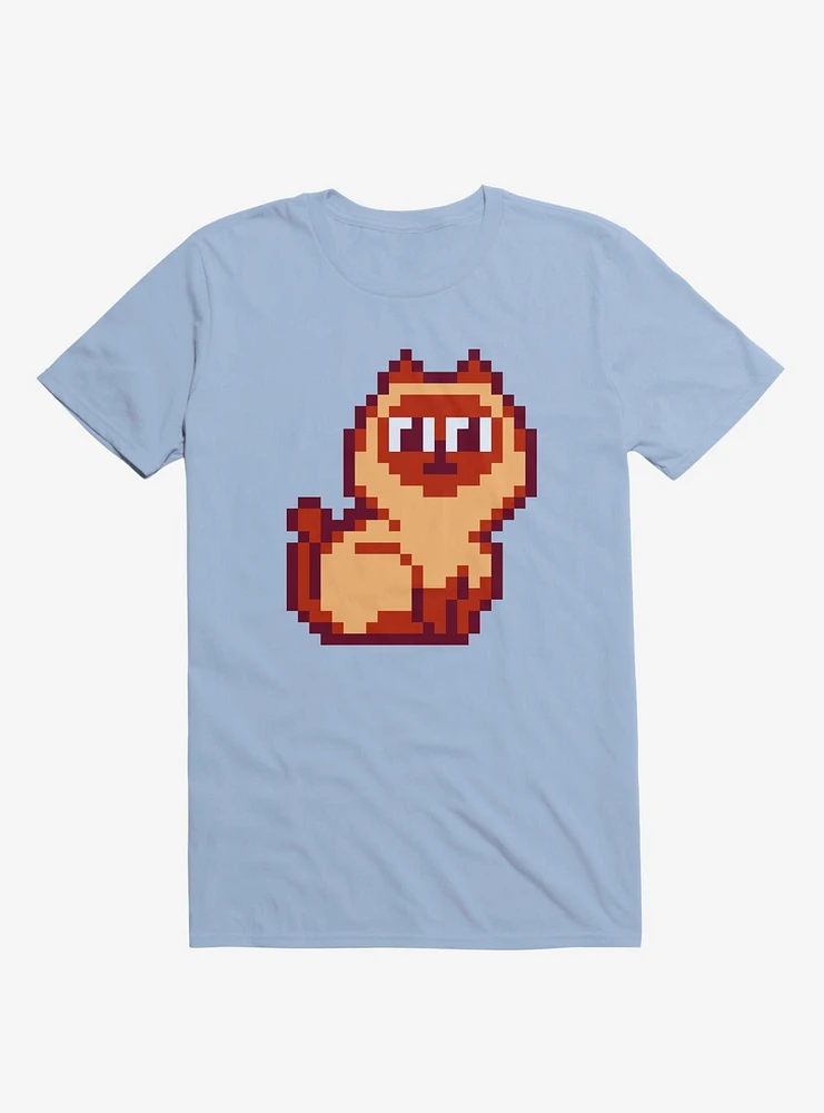 Siamese Cat Pixel Art Light Blue T-Shirt