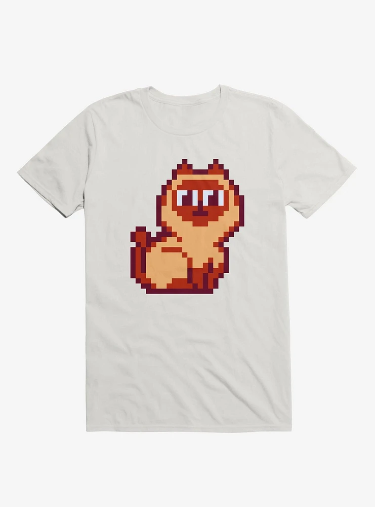 Siamese Cat Pixel Art White T-Shirt