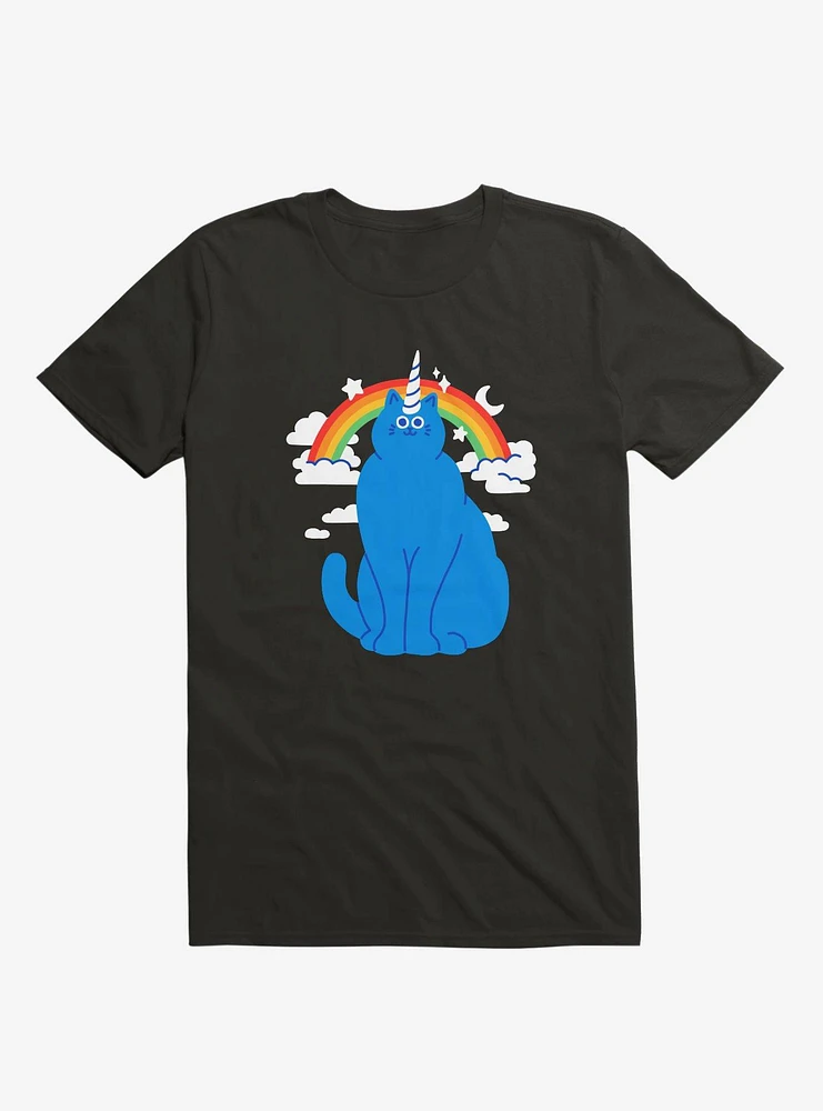 Unicorn Cat Black T-Shirt