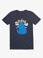 Unicorn Cat Navy Blue T-Shirt