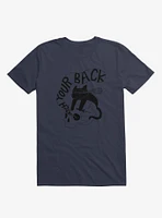 Watch Your Back Cat Navy Blue T-Shirt