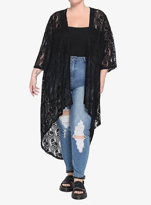 Skull Rose Lace Midi Duster Plus