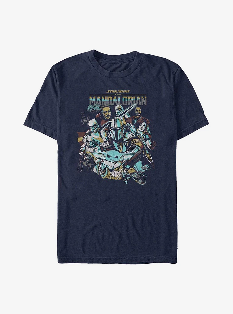 Star Wars The Mandalorian Main Characters T-Shirt