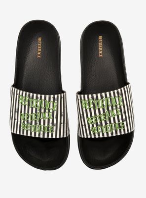 Beetlejuice Logo & Stripe Slide Sandals