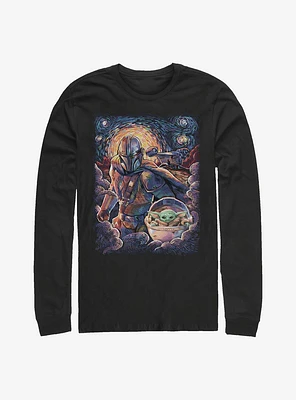 Star Wars The Mandalorian Child Duo Starry Sky Long-Sleeve T-Shirt