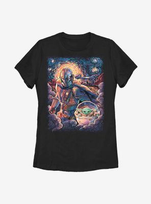 Star Wars The Mandalorian Child Duo Starry Sky Womens T-Shirt