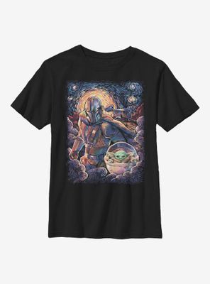 Star Wars The Mandalorian Child Duo Starry Sky Youth T-Shirt