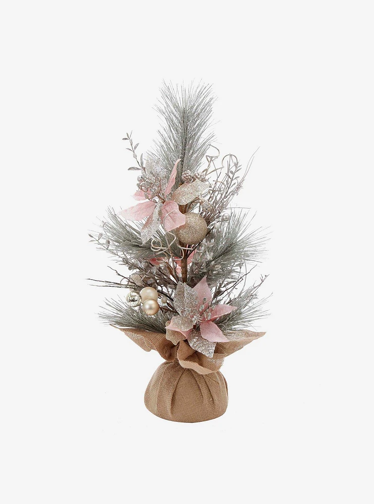 Pink Poinsettia And Gold Decor Tree