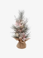 Pink Poinsettia And Gold Decor Tree