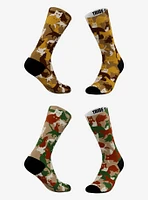 Sandy And Khaki Camo Cat Socks 2 Pair