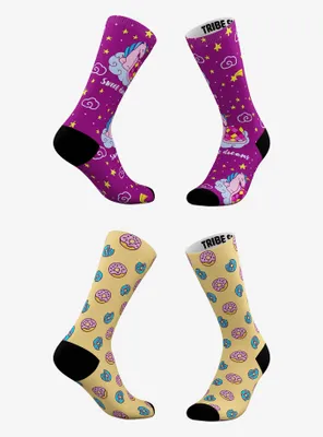 Sweet Dreams And Frosted Donuts Unicorn Socks 2 Pair