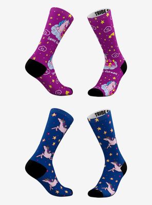 Sweet Dreams And Starry Skies Unicorn Socks 2 Pair