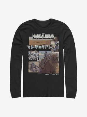 Star Wars The Mandalorian Comic Japanese Text Long-Sleeve T-Shirt