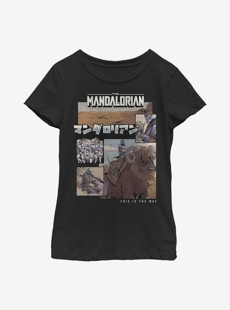 Star Wars The Mandalorian Comic Japanese Text Youth Girls T-Shirt