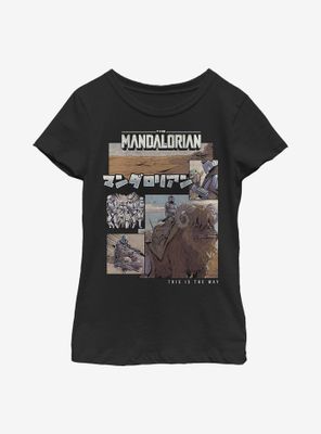 Star Wars The Mandalorian Comic Japanese Text Youth Girls T-Shirt
