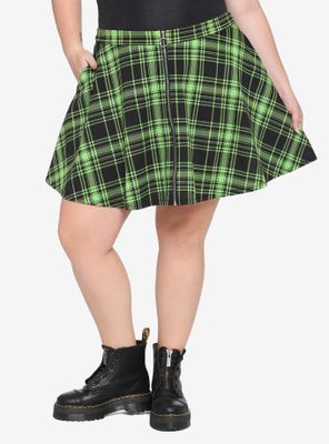 green plaid skater skirt