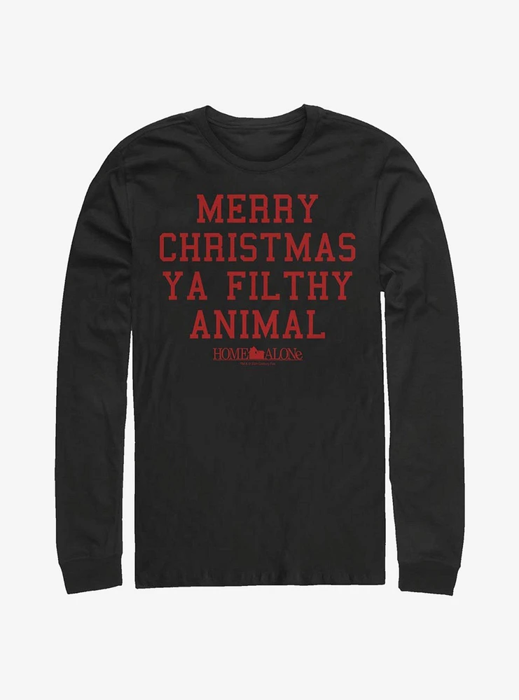 Home Alone Merry Christmas Ya Filthy Animal Text Long-Sleeve T-Shirt