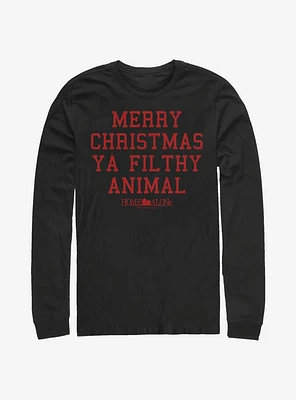 Home Alone Merry Christmas Ya Filthy Animal Text Long-Sleeve T-Shirt