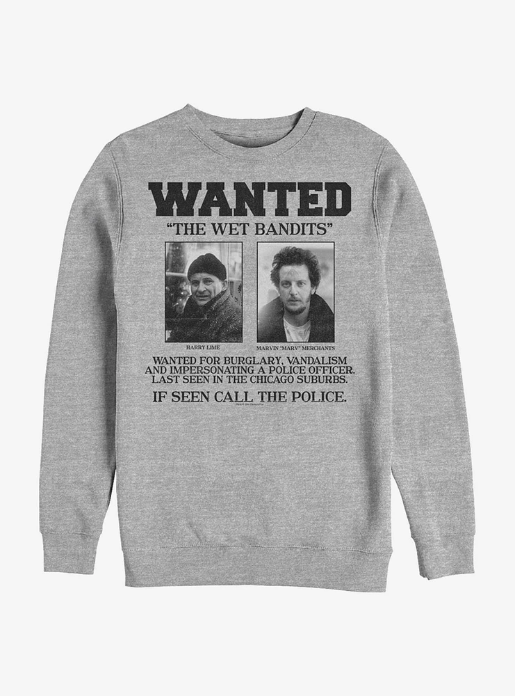 Home Alone Wet Bandits Wanted Poster Crew Sweatshirt