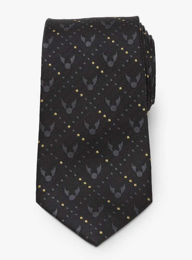 Harry Potter Golden Snitch Black Silk Tie